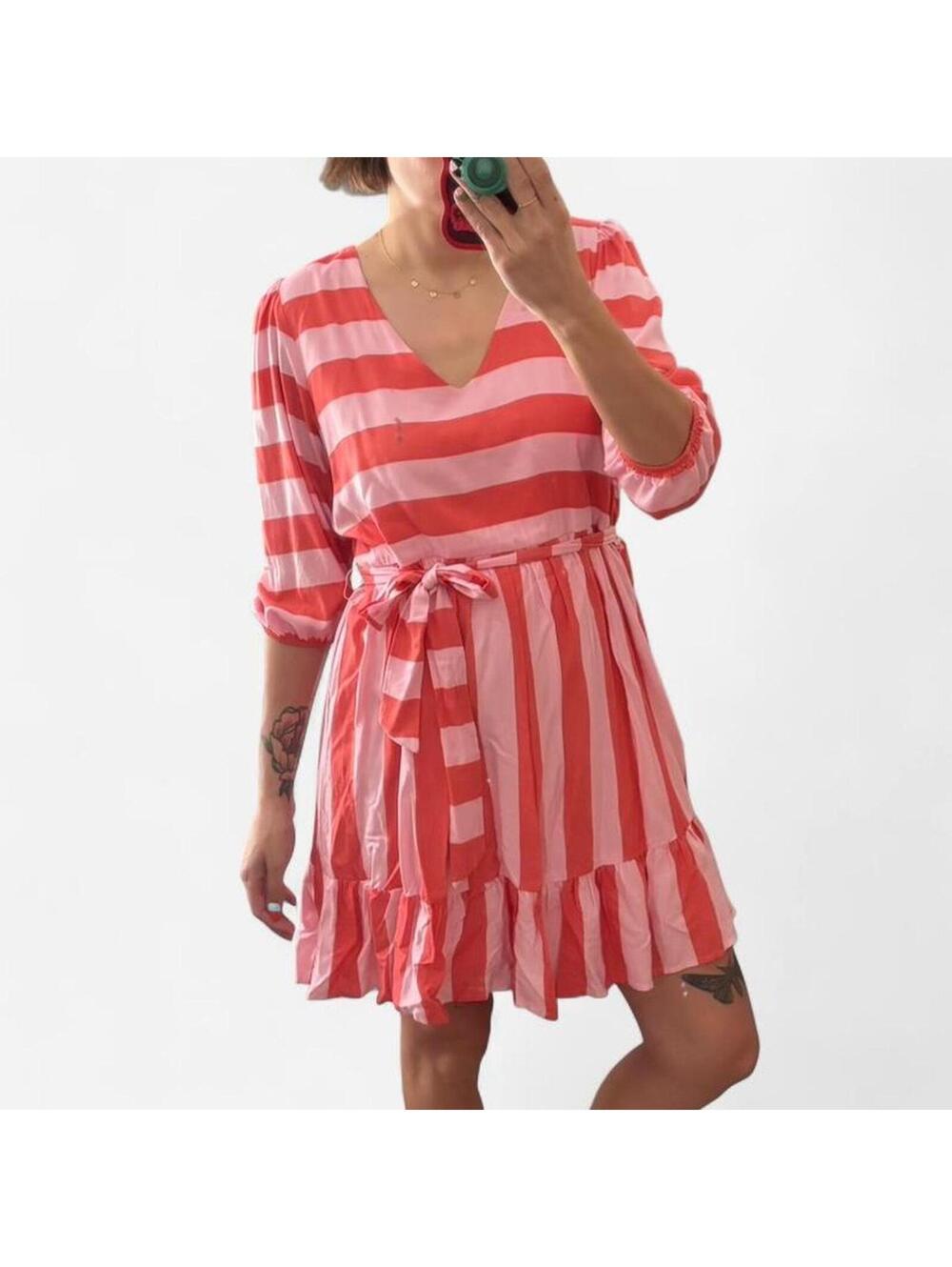 NWT Pink Red Striped Dress